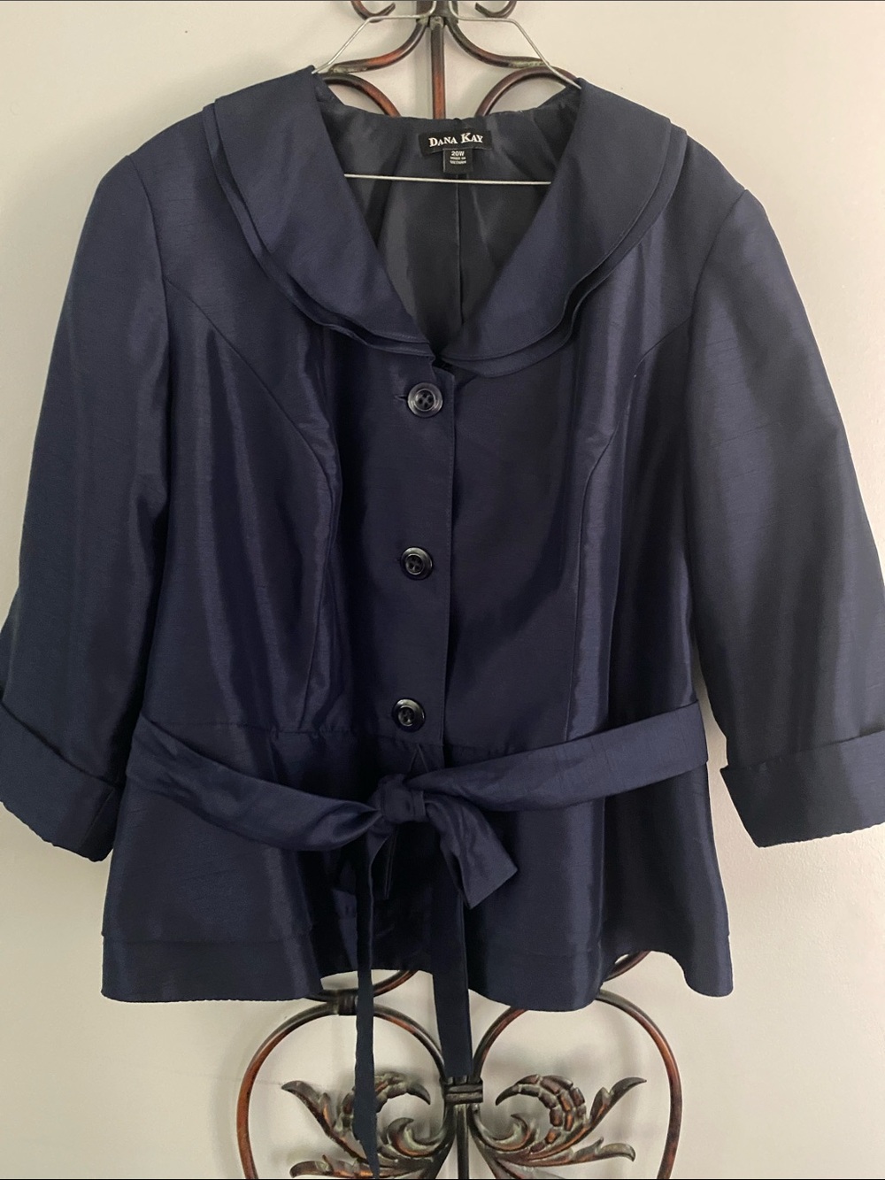 Dana Kay Navy Belted Button Jacket